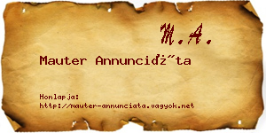 Mauter Annunciáta névjegykártya